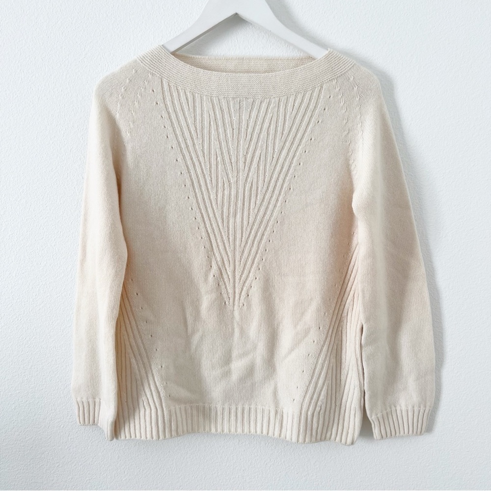 M Patmos Cream Merino Wool Boatneck Sweater Size Small S